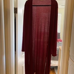 Long cardigan with side slits